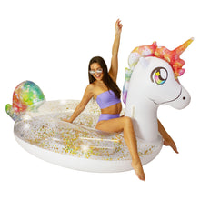 Load image into Gallery viewer, *BRAND NEW* GIGANTIC GLITTER UNICORN POOL RAFT
