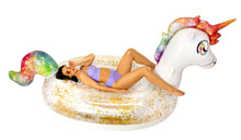 Load image into Gallery viewer, *BRAND NEW* GIGANTIC GLITTER UNICORN POOL RAFT
